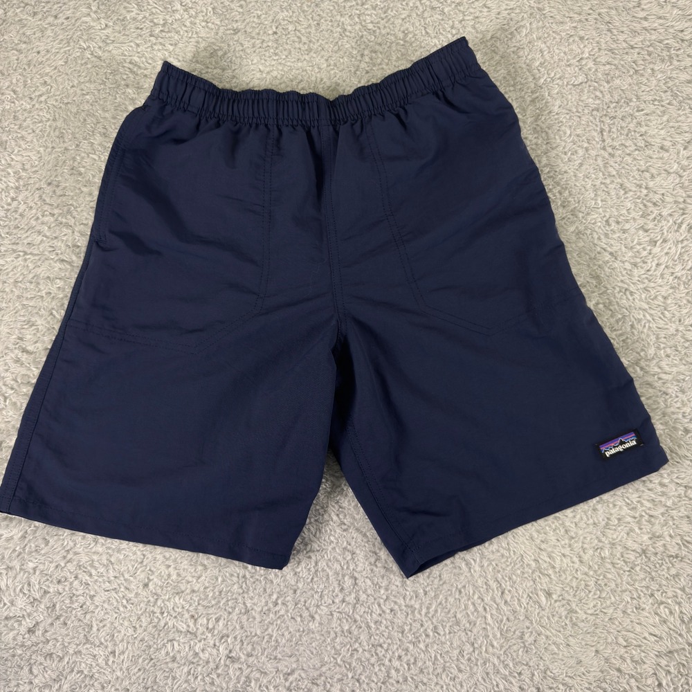 New Patagonia Boys Baggies Shorts Navy Blue Recycled Nylon Swim Trunks XL 14